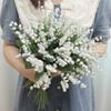 Tenvity Plastic White Bellflower Artificial Flower Handmade Home Decoration Plant Wall Wedding Party Bride Holding Fake Bouquet
