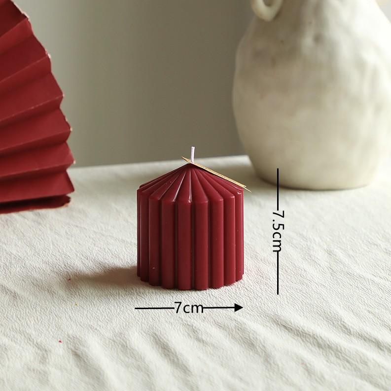 Vintage Wine Red Cylindrical Ins Aroma Candle, French Romantic Wedding Candle Household Candlestick Decoration