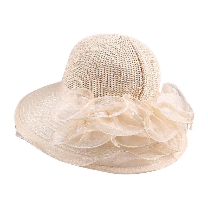 New Organza Knitted Bucket Hat Ladies Mother Summer Vacation Sun Protection Beach Hat Outdoor Shade Basin Hat