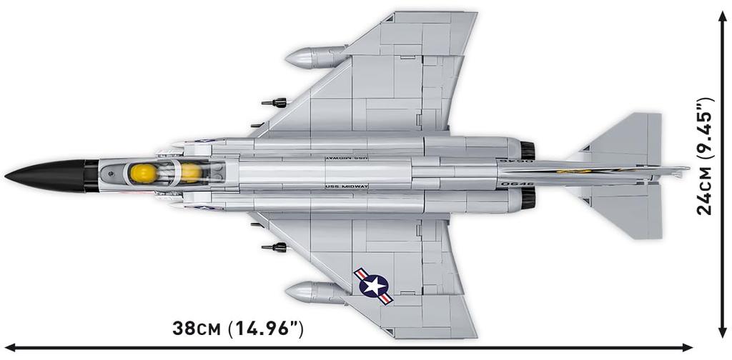 COBI Building Blocks Toy: U.S. Air Force F-4 Phantom II Fighter Plane At Midway, 1/48 Scale, 703 Pieces, Compatible with Lego [MADE IN EU], 5897