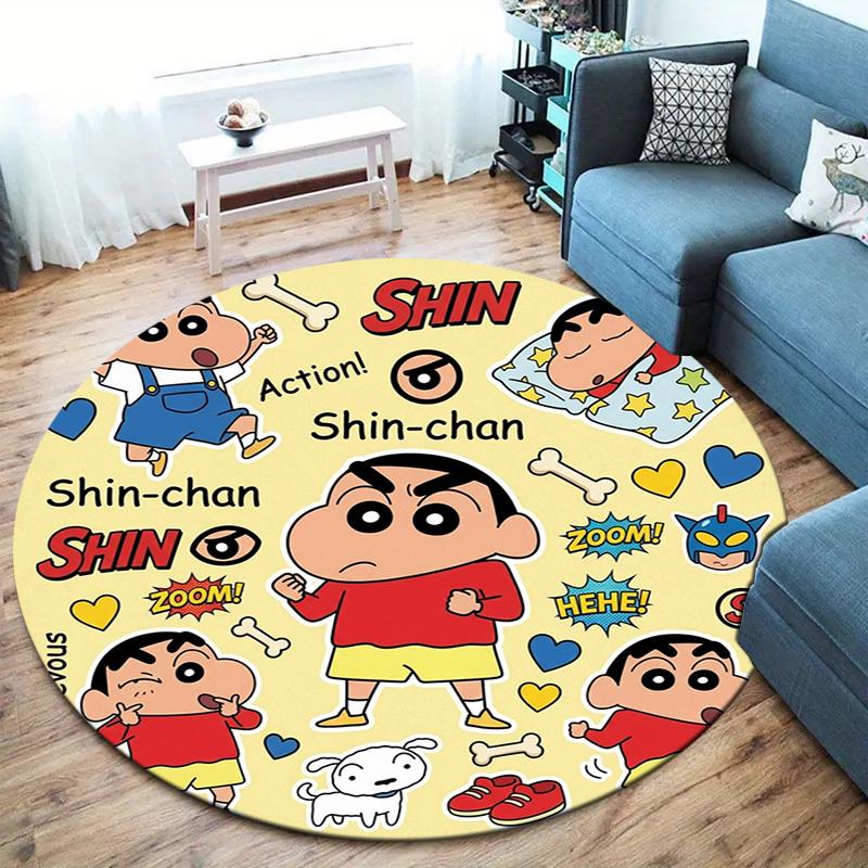 Crayon Shinchan Round Area Rug Carpet Rug For Living Room Bedroom Sofa Playroom Decor Nonslip Floor Mat