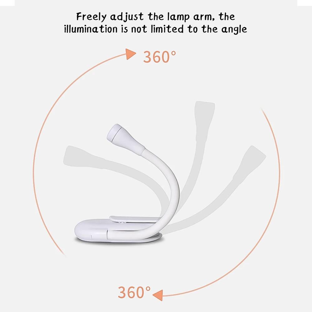 Book Light Mini LED Reading Light 3-Level Rechargeable Warm Cool White Flexible Easy Clip Lamp Read Night Reading Drop Shipping