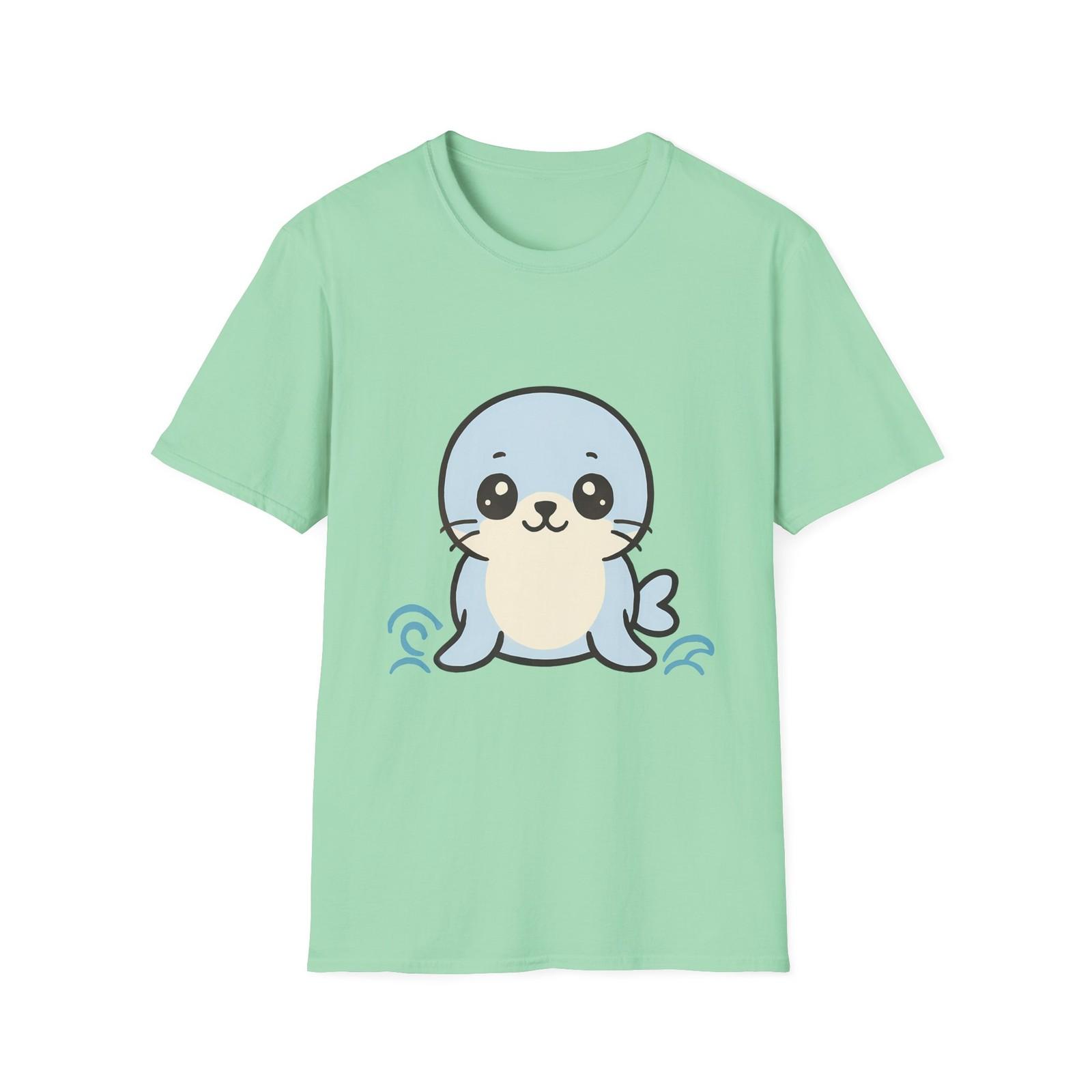 Unisex Softstyle Cute Baby Seal T-Shirt Mens Womens Tees Top | Ocean | Kawaii Animal 4XL