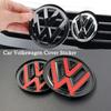 VW VW POLO GOLF 5 6 7 7.5 MK5 MK6 MK7 MK7.5 sportvan For Volkswagen Black 2pcs Car Front Grill/Rear Emblem Lid Covers Logo Sticker