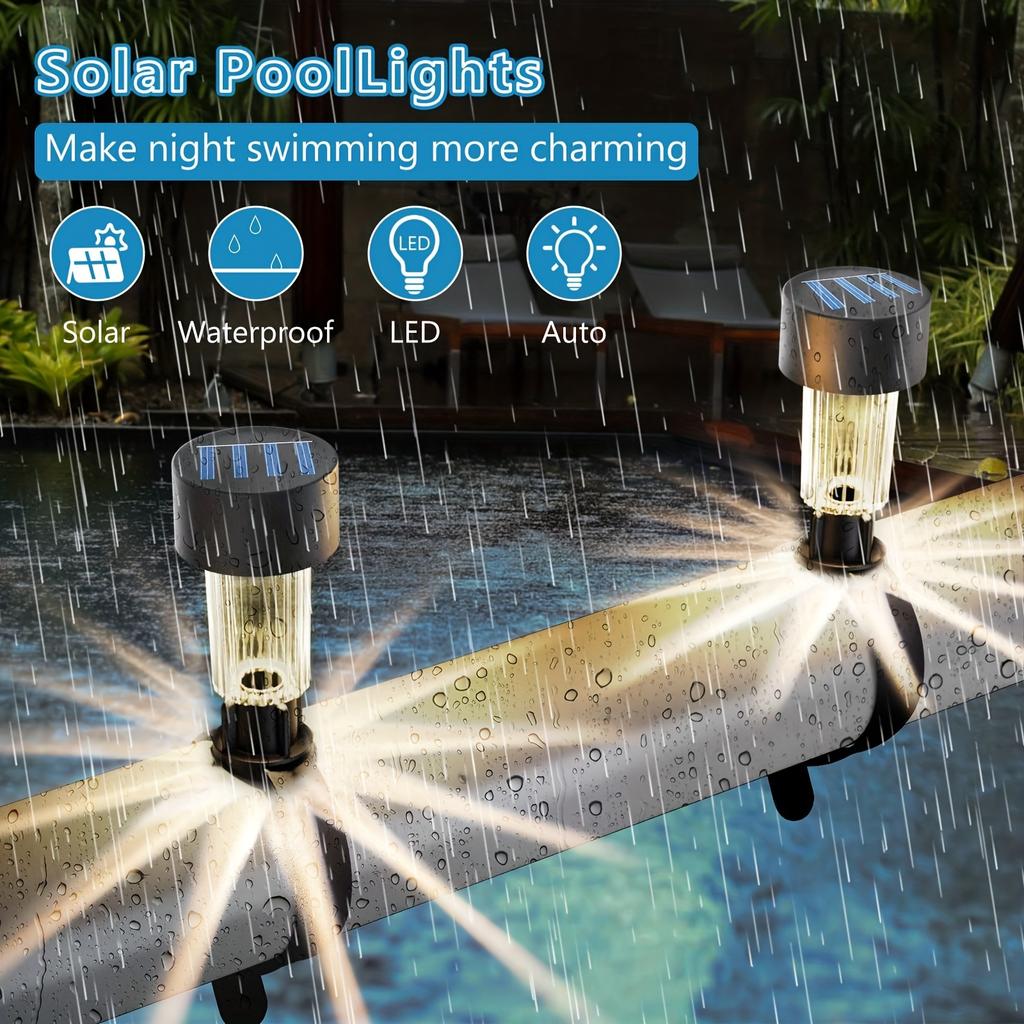 Lămpi Solare pentru Piscină, Lămpi Solare Impermeabile, Decorare Gard Exterior Piscină, Accesorii Piscină