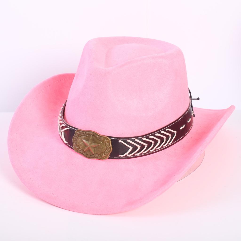 Beliebter europäischer und amerikanischer klassischer Wildleder Western Cowboyhut für Herren und Damen Mode LO Stil Herzförmiger Cowboyhut