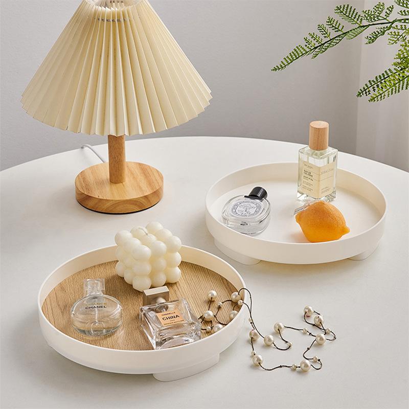 Nordic Round Coffee Table Tray for Ornaments, Aromatherapy, Perfume, and Cosmetics Storage.