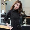 Women Shirt Lapel Long Sleeve Single Breasted Shirt Tops Solid Color Slim Fit Office Lady Shirt Work Wear
