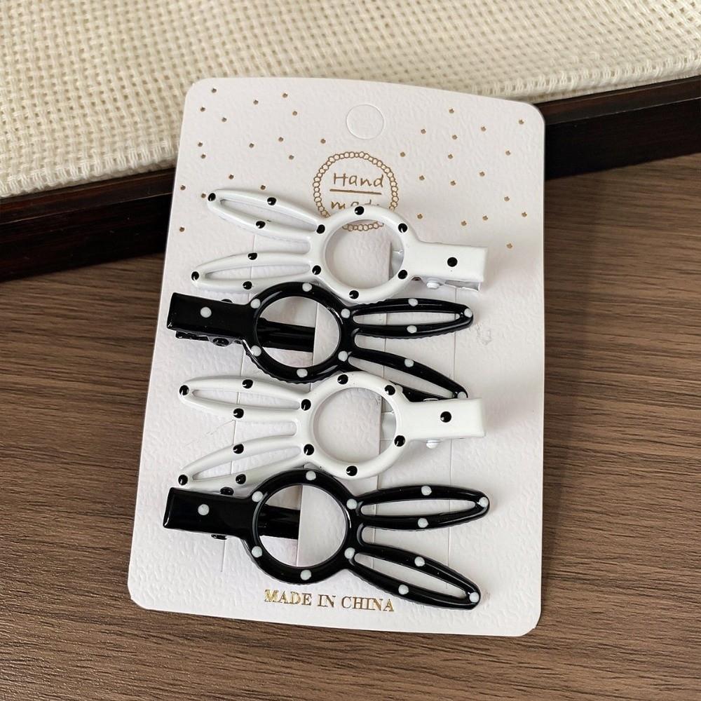4pcs/set Geometric Hairpins Barrettes Black White Color Polka Dot Hair Clips  For Women