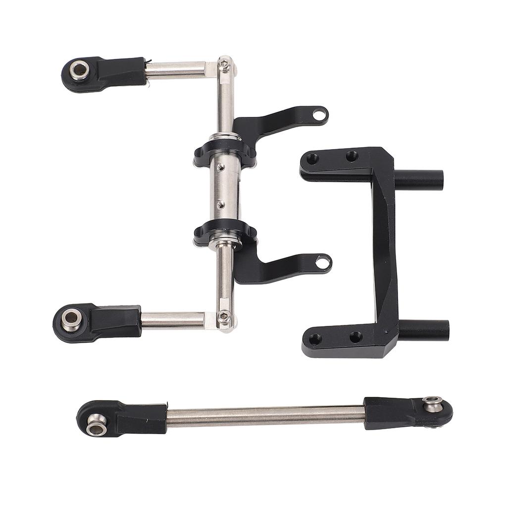1 10 RC Servo Mount with Hydraulic Steering Link Aluminum Alloy Lightweight Adjustable Damping for SCX10 Models Black