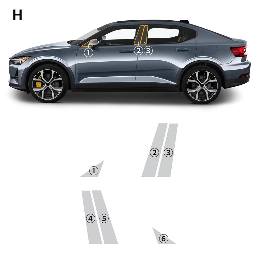Lackschutzfolie für POLESTAR 2 2021-2024 B-Säulen Scheinwerfer Rückspiegel TPU Kratzfest PPF B-Pillars film 1 set schwarz