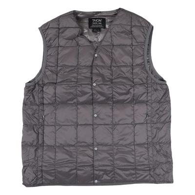 TAION Basic V-Neck Button Down Vest, Men's, TAION-001, Down Outerwear, Outdoor, V-Neck Button Down Vest, Basic Line, Gray
