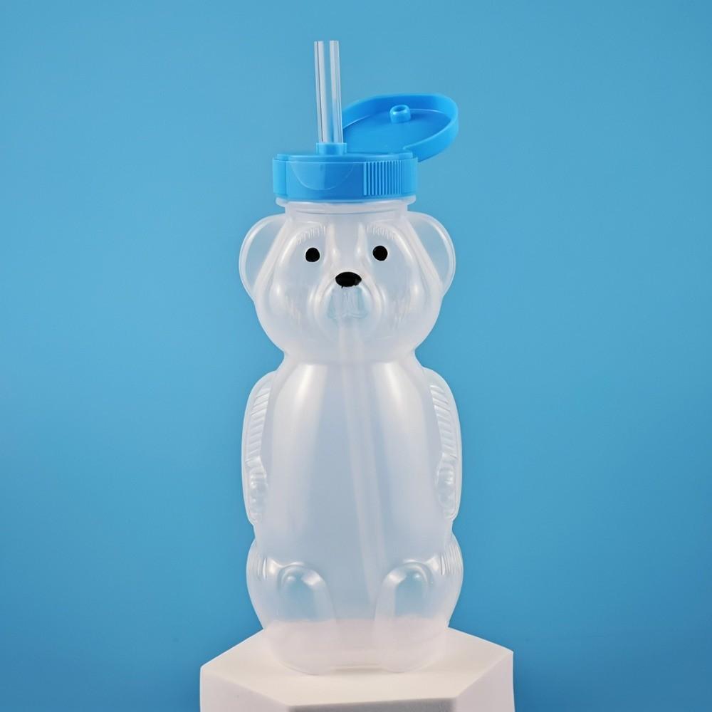With Flexible Straws Honey Bear Straw Cup Cartoon Spill Proof Cup Leak Resistant Cup  For Babies