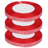 3Pcs Checked Ribbon 25YardsRoll DIY Bowknot Handicraft Christmas Wedding Cake Bandage 1CM