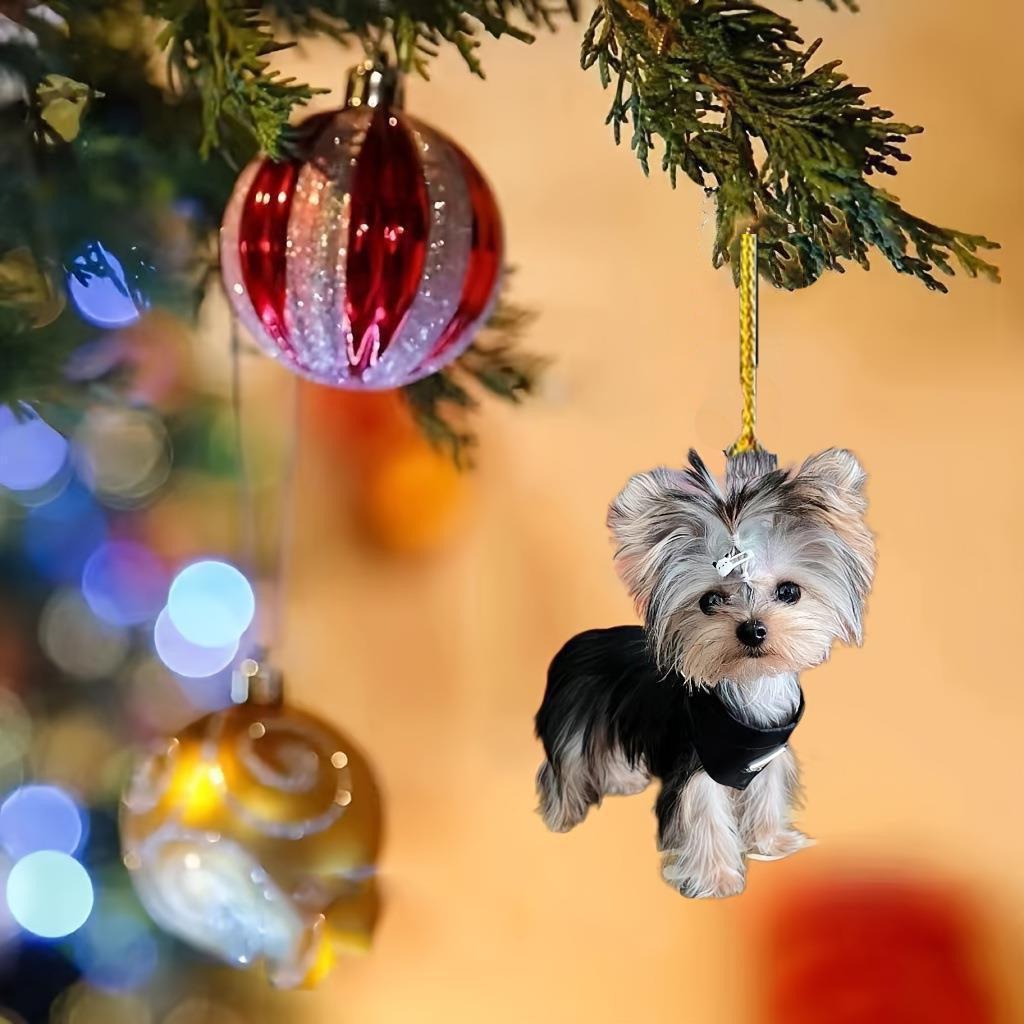 Black Acrylic Puppy Lanyard Rearview Mirror Pendant for Car Interior