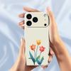 For iPhone 17 Pro Max Case Three Flowers Pattern Printing Straight Edge TPU Phone Back Cover