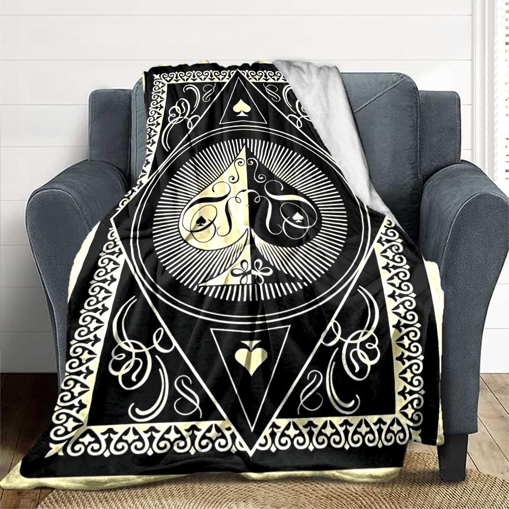 1PC Playing Card Design Print Blanket, Soft Throw Blanket - Warm & Cozy for Couch, Bed, Office, and Travel Yy250912166