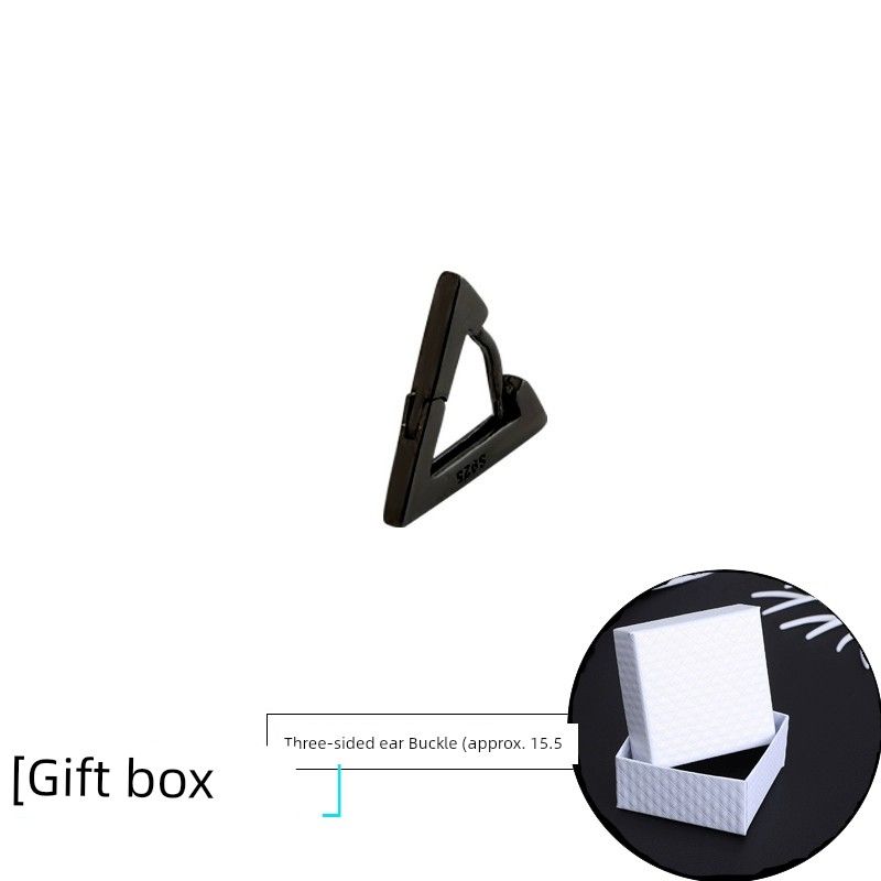 

Niche Style S925 Sterling Silver Black Female Ear Clip Triangle black ear buckle pair