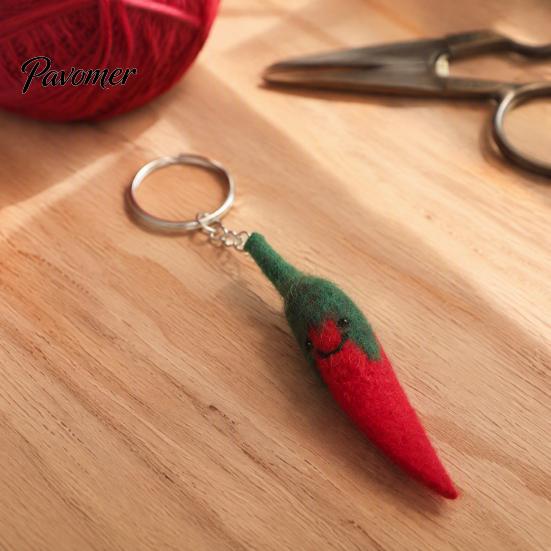 Plstěný přívěsek na batoh Kreslený zeleninový ovocný klíčenka, Česnek Perla Mangosteen Kukuřice Lilek Klíčenka Paprika Klíčenka Přívěsek, Ručně vyráběný dekorativní přívěsek