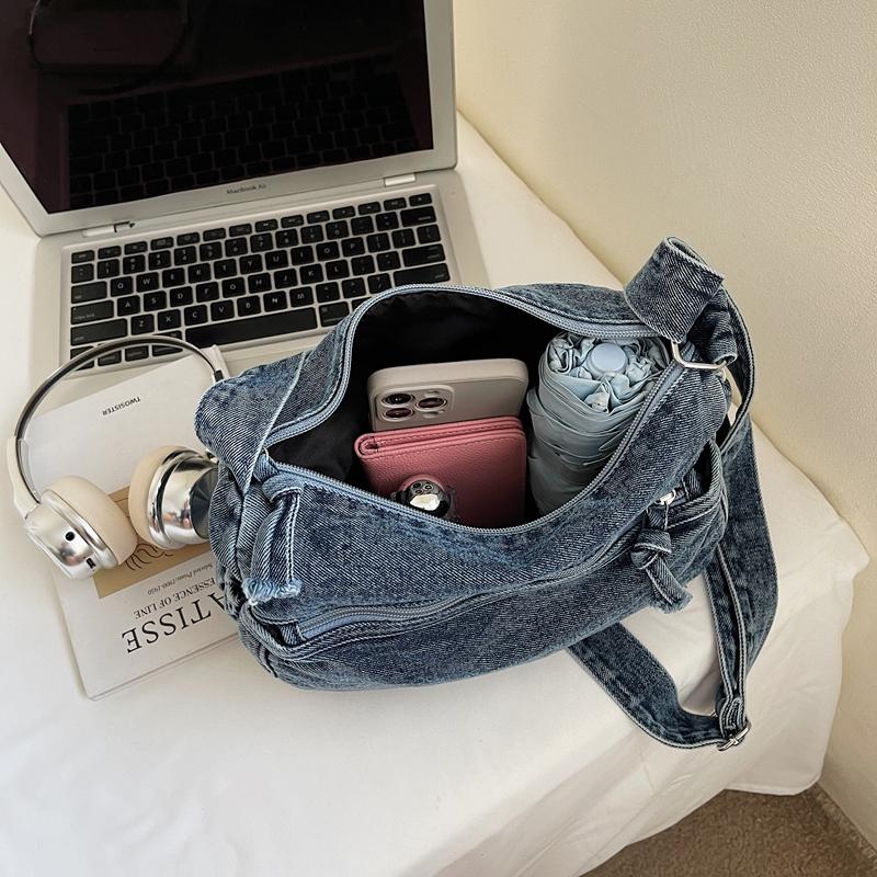 Denim Bag Women's Large Capacity Shoulder Crossbody Bag Vintage Commuter Bag