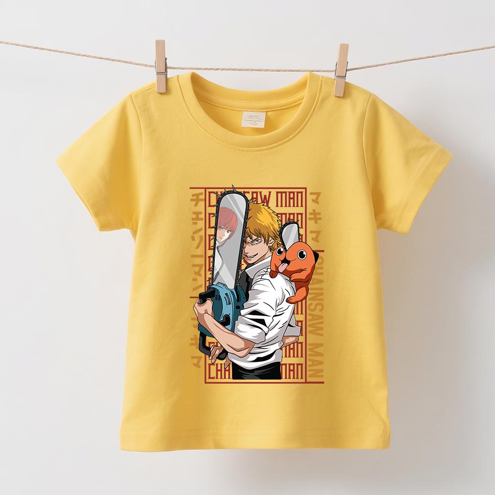 Kettingzaagman Denji Anime Print Jongens Meisjes Katoenen T-shirt Kinderen Korte Mouw Top Zomer Zacht Casual Kleding