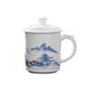 Sushi Hand-painted Mutton Fat Jade Ceramic Mug with Lid