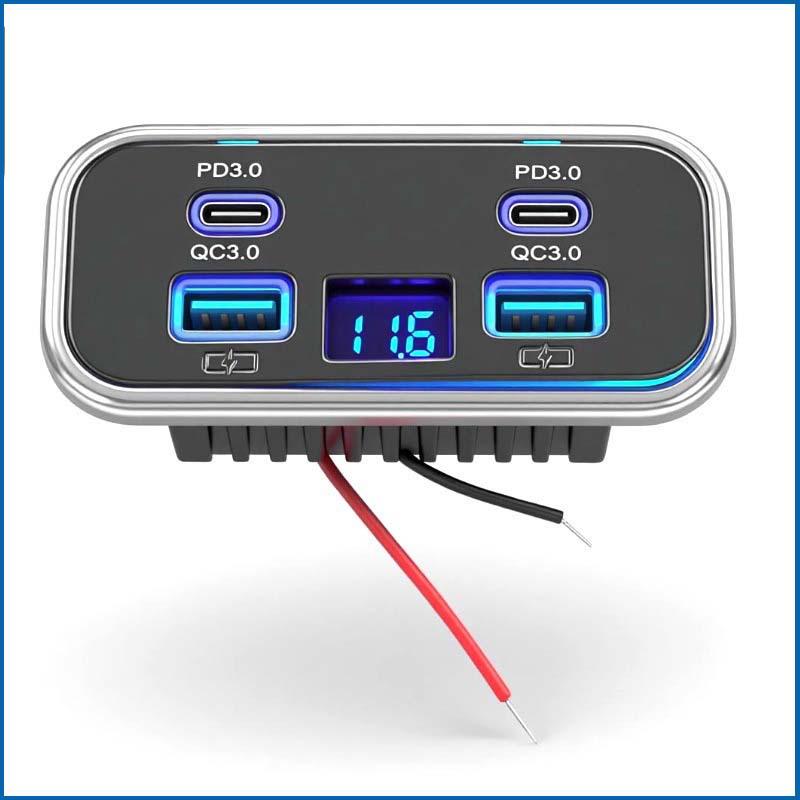 

Морський подвійний PD USB-C 12V/24V Зарядний пристрій зі світлодіодним вольтметром для човнів та автофургонів