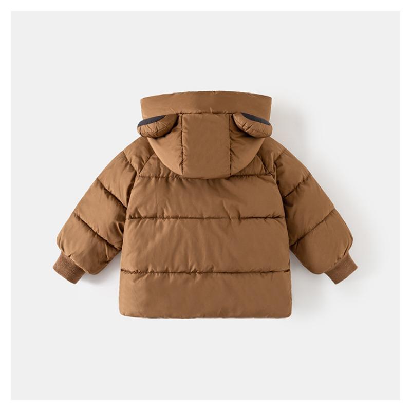 Korean Style Solid Hooded Thickened Winter Padded Coat For Toddler Boys And Girls