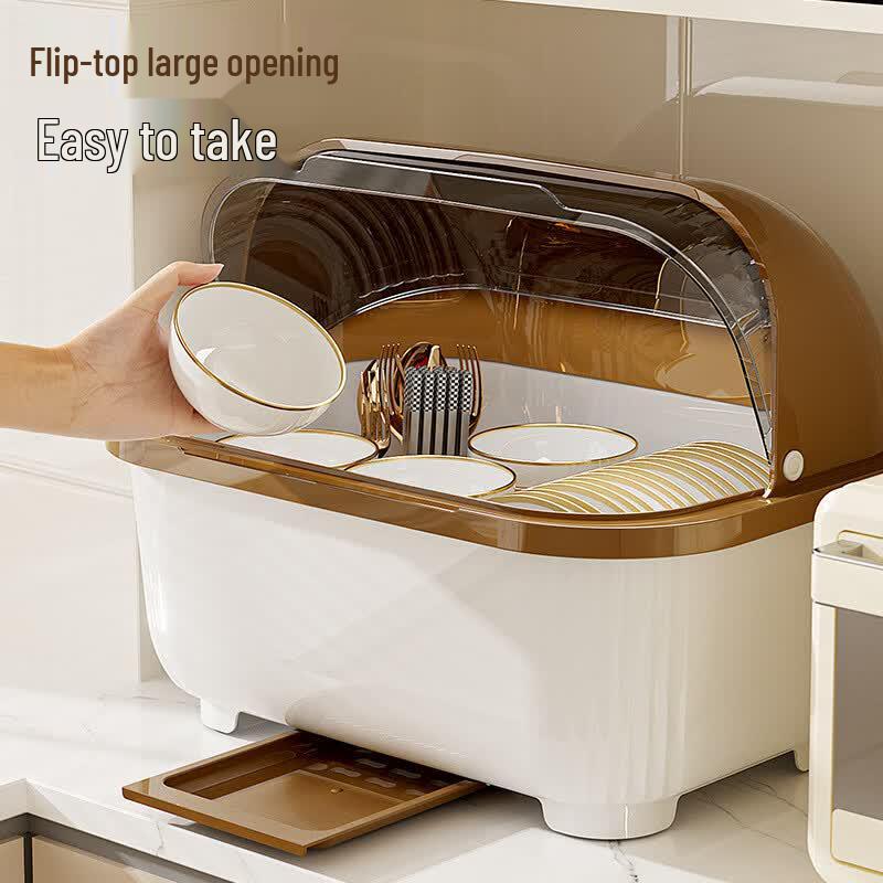 SPSR Extra Large Transparent Dish Drying Rack with Lid