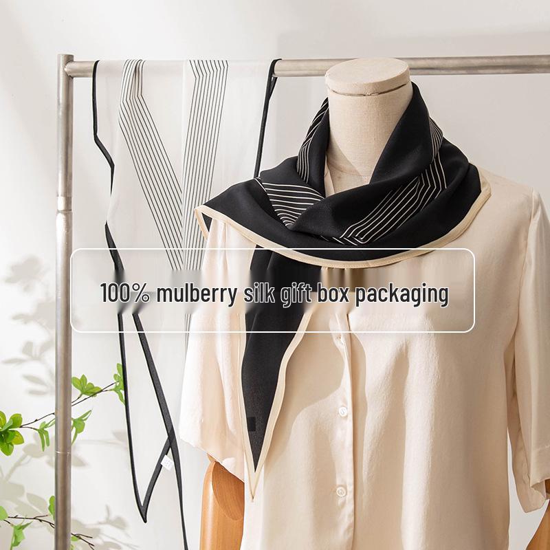 Autumn Women's 100% Mulberry Silk Crepe Double-Sided Scarf – Light Luxury Shawl & Sunscreen Snood