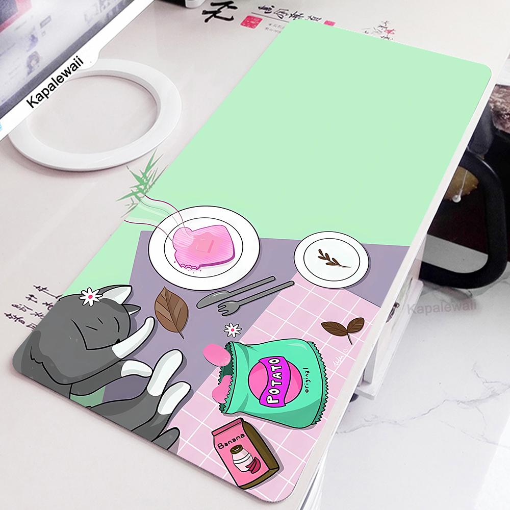 Large Pink Mouse Pad Kawaii Cute Cat Mousepad XXL Anime Deskmat AntiSlip PC Mouse Mat Big Keyboard Pads Table Carpet Xcm
