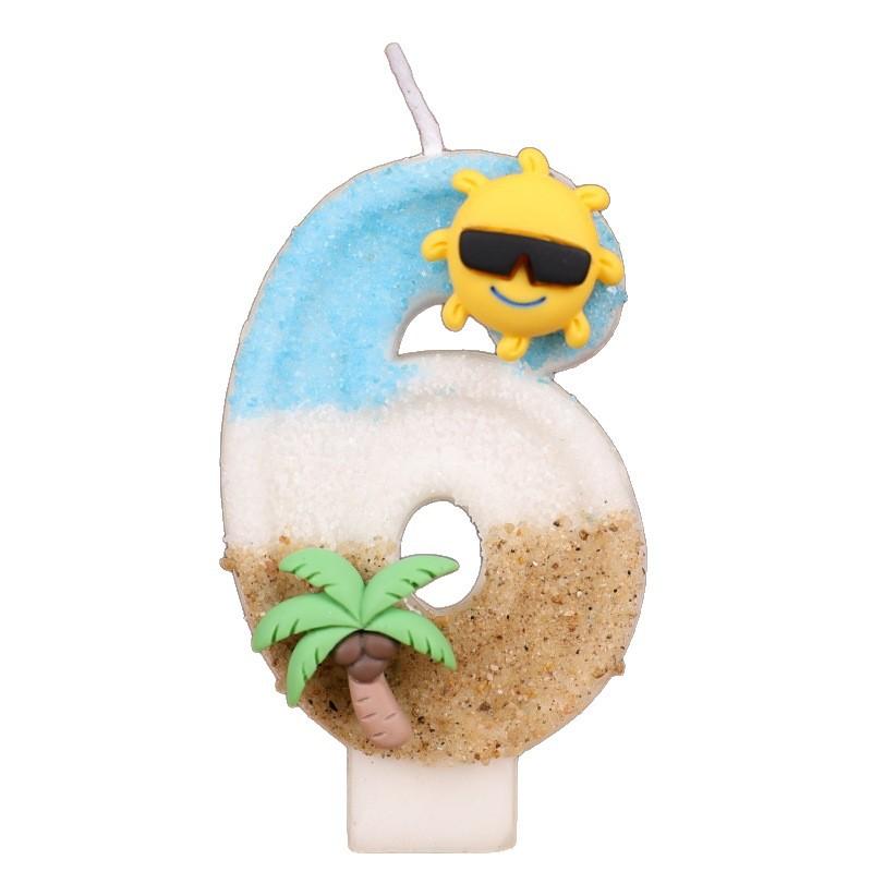 Ocean Beach Number Birthday Candle Cake Party Decoration Birthday 1st Birthday Handmade Candle 0-9