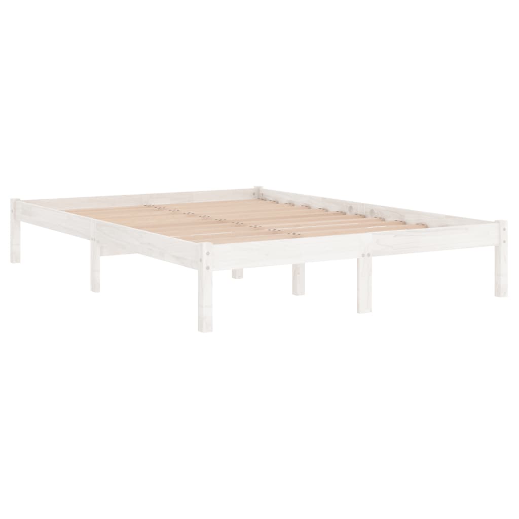 Vidaxl Rama Łóżka, Biała, Lite Drewno, 135X190 Cm, Podwójna