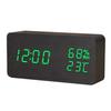 Rectangular Home Bedroom Electronic Temperature and Humidity Alarm Clock USB Voice Control LED Brightness Adjustment Digital Wood Clock