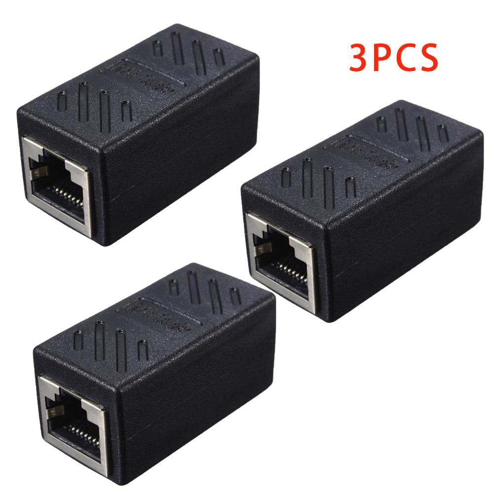 

3pcs Female to Network LAN Connector Adapter Coupler Extender RJ45 Ethernet Cable Extension Converter
