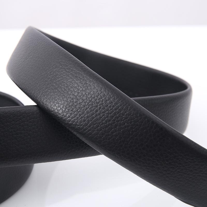 Top Layer Pattern Automatic Buckle Headless Belt, Lychee Pattern Men'S Business Belt, Leather Belt, Body Belt.