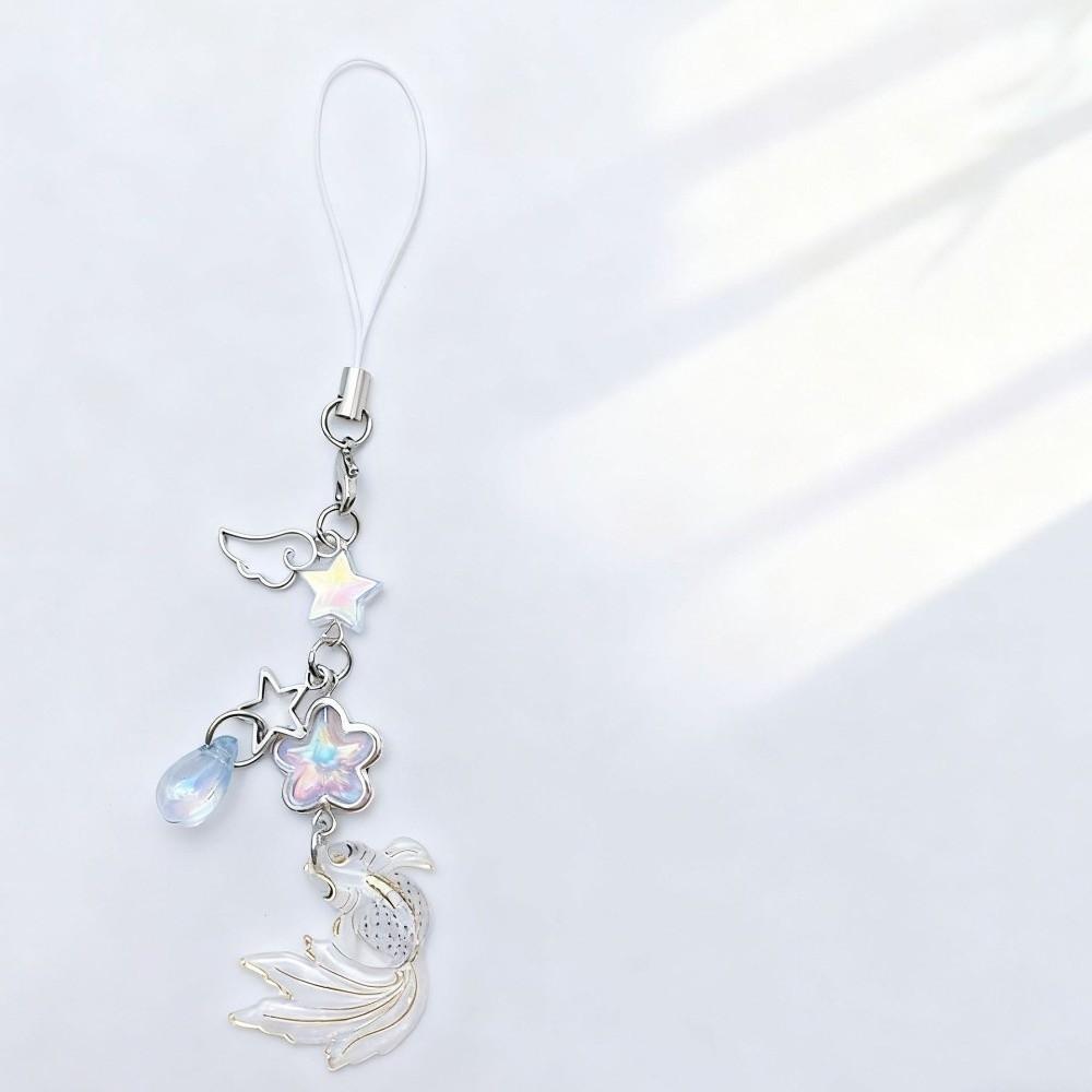 Simulation Fish Lucky Koi Phone Pendant Crystal Beads Beaded Keyring Keychain Charms Daily Use