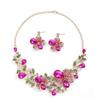 European and American Flower Necklace Earrings Set, Colored Crystal Gemstone Jewelry Dress, Bridal Banquet Women's Match