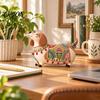Funny Pet Statues Dachshund Cat/Dog Ornament, Handmade Resin Decorative Figurine, Artistic Themed Rustic Crafts Home Decor Statue for Living Room Desk