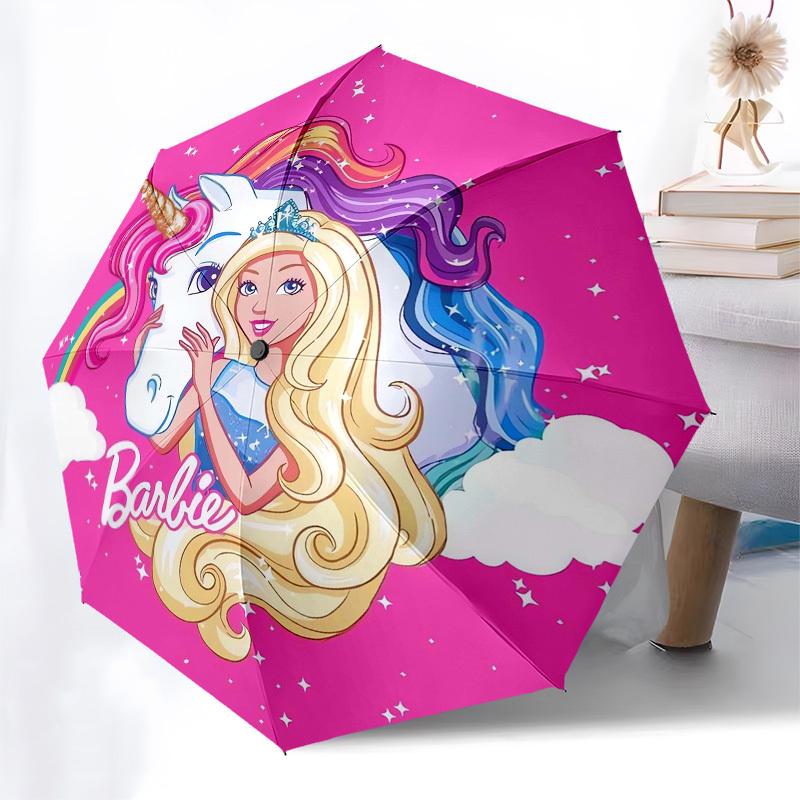 1pc Barbie Unicorn Fantasy Umbrella with Plastic Handle,Suitable for All Seasons Travel Outdoor Multi-functional UmbrellaDCS185