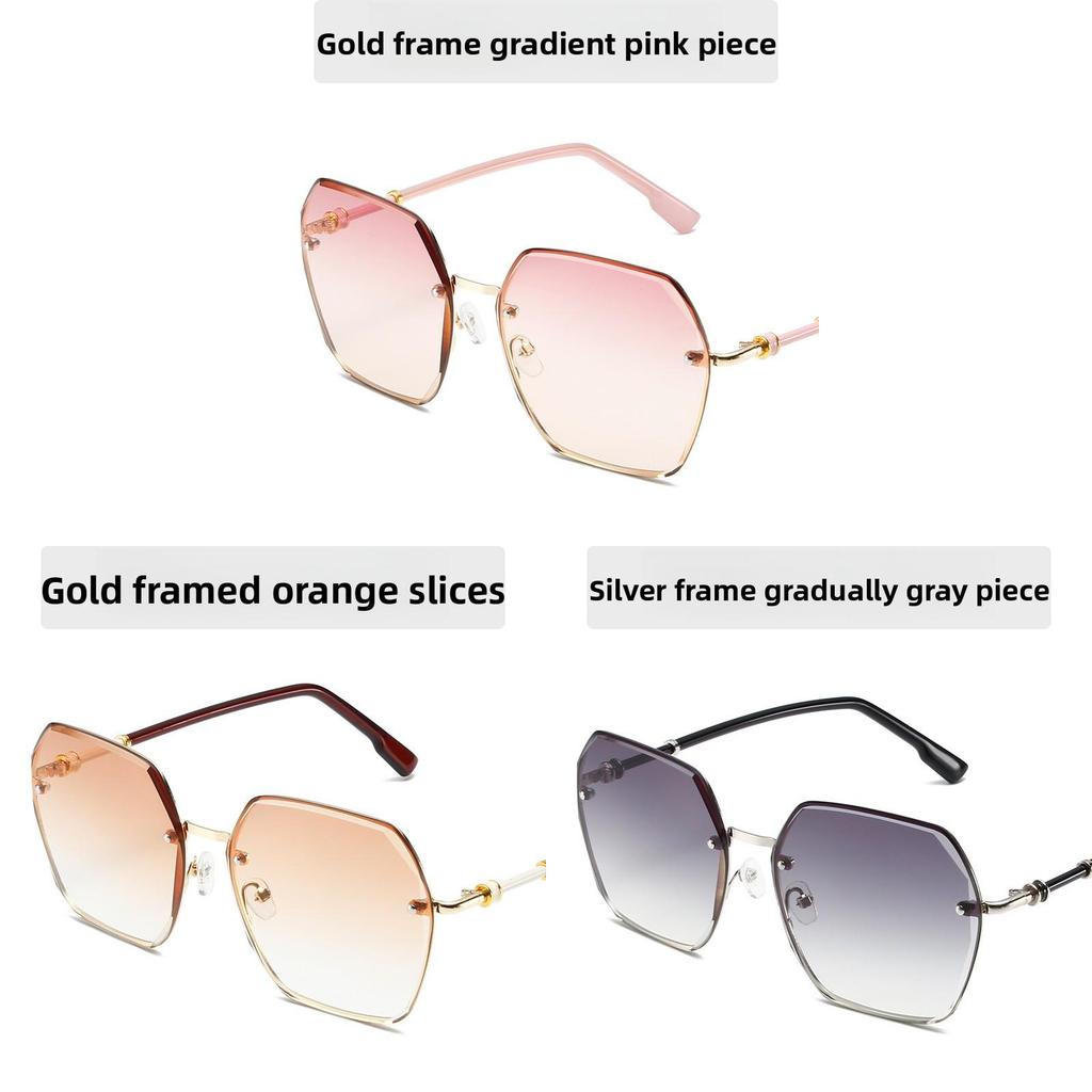 Summer Geometric Metal Frame Mirrored Sunglasses With Uv400 Protection For Ladies And Men