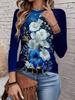 2026 New Women's Fashionable Long-Sleeved T-Shirt with Retro Floral Pattern, Perfect for Everyday Wear and Stylish Outfits