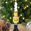 Christmas Gift for Kids Nutcracker Resin Candle Holder, Pastel Soldier Figurine Fireplace Decorations Desk Shelf, Festive Home Tabletop Decor, Holiday