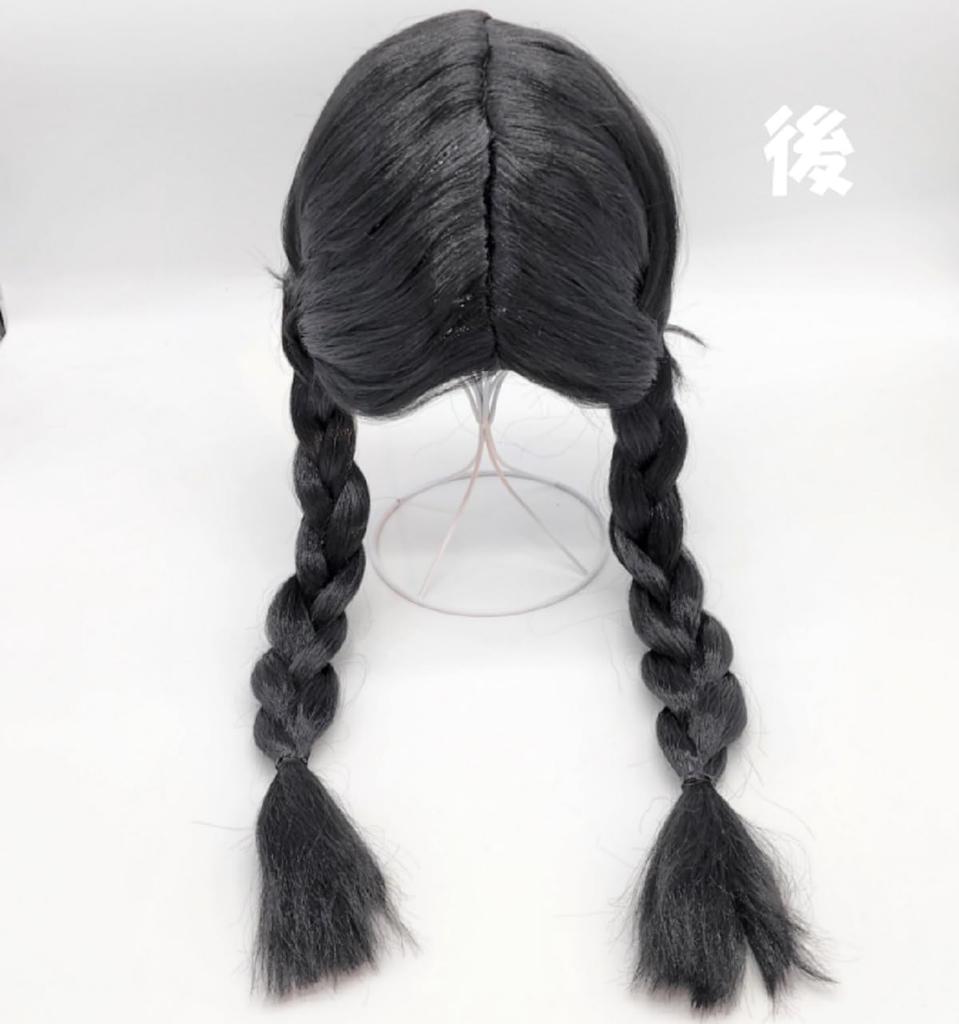 Pigtails Shiny Black Center 40cm for Props Wig, Braids, Hair, Part, Long, Long, Schoolgirls, Cosplay, Theater,