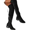 Autumn and Winter New Over-the-knee Boots Women's Elastic Mid-heel Sexy Boots Skinny Boots Back Lace-up Thick-heeled Boots
