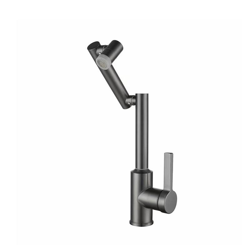 

Серый 304 Нержавеющая сталь Поворотный Смеситель для раковины Настольный Смеситель горячей и холодной воды Одно отверстие Одна рукоятка Смеситель для ванной