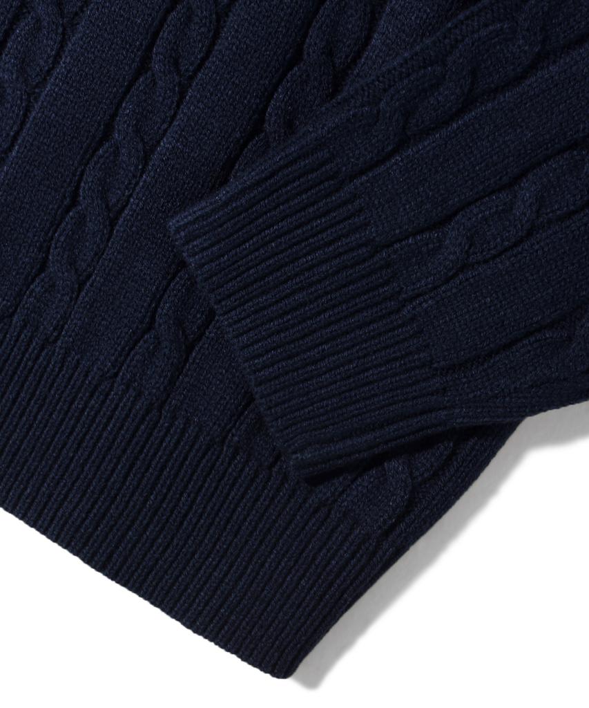 TRILLION Washable Half-Zip Collared Cable Knit (Current Navy)