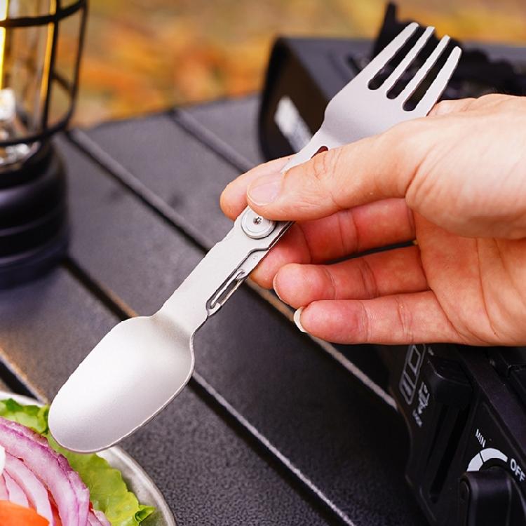 Titaniums Camping utensils Foldables Double Head Spoon Fork for Backpacking Hiking Outdoor Adventures Lightweight Terse Enduring Gear