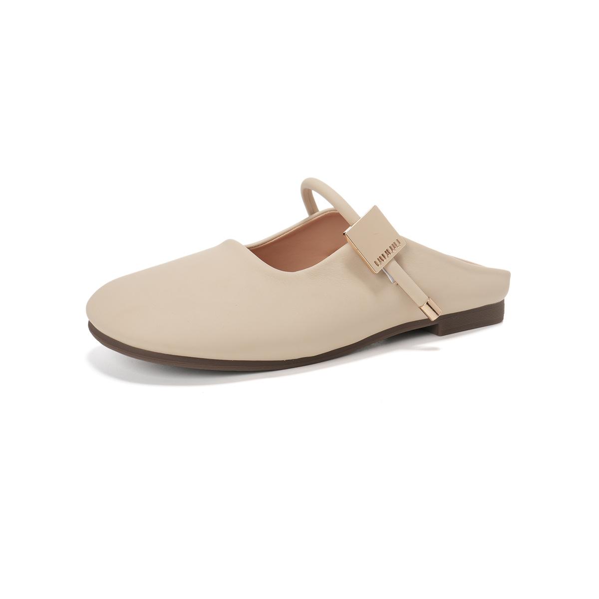 

Летние женские полутапочки с плоским носком, французские полутапочки с мягкой подошвой 43 абрикосовый