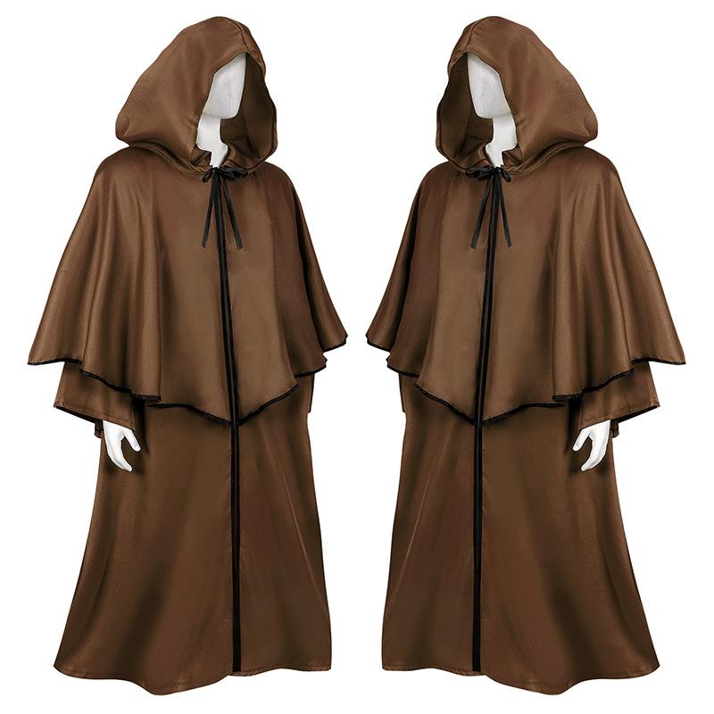 Halloween Cape Medieval Robe Cape Wizard Guide Grim Reaper Long Sleeve Coat